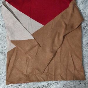 Red and Brown Colorblock Scarf